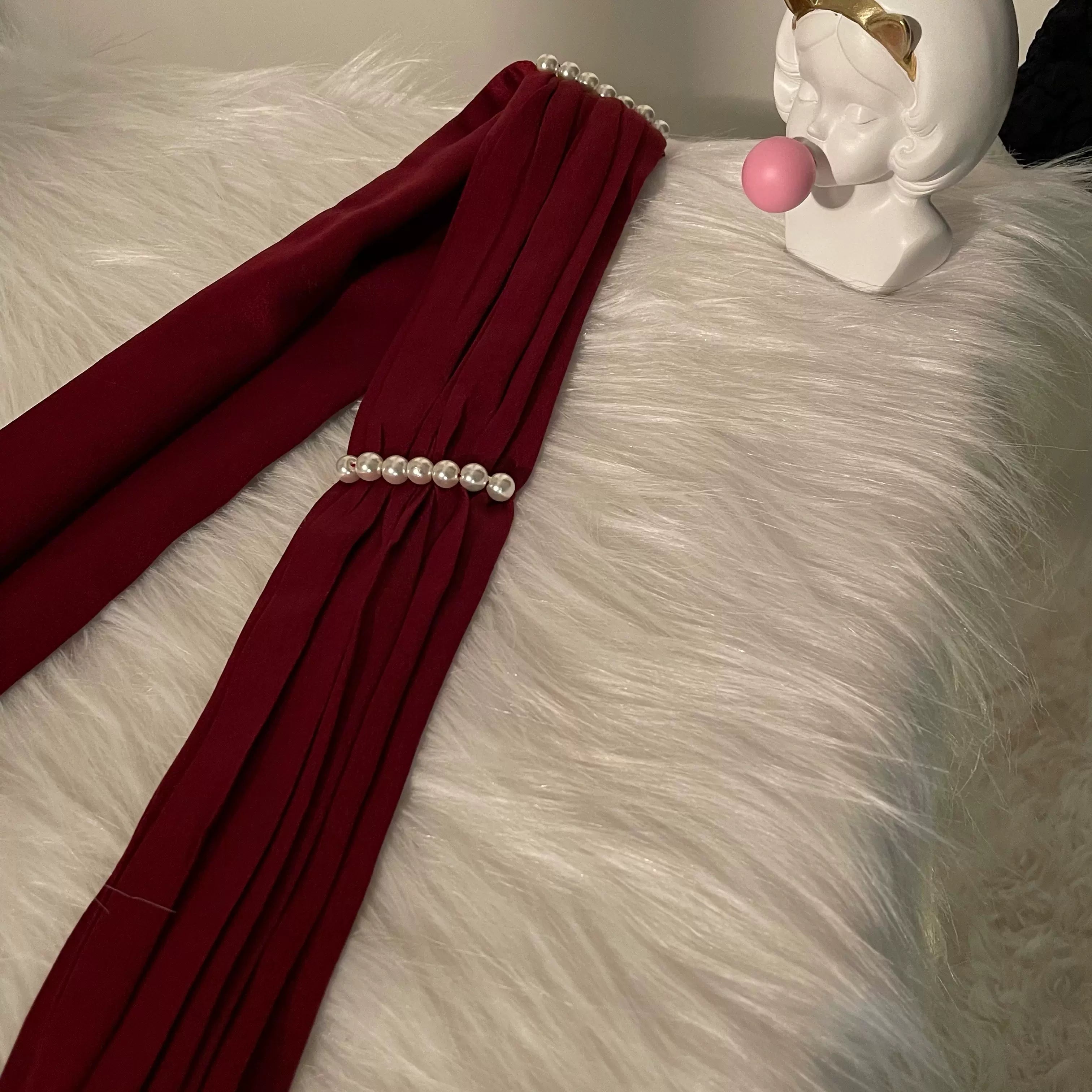 ZJstory - Gold Age - Retro Lolita Bow Necktie One Size 1.0 red belt