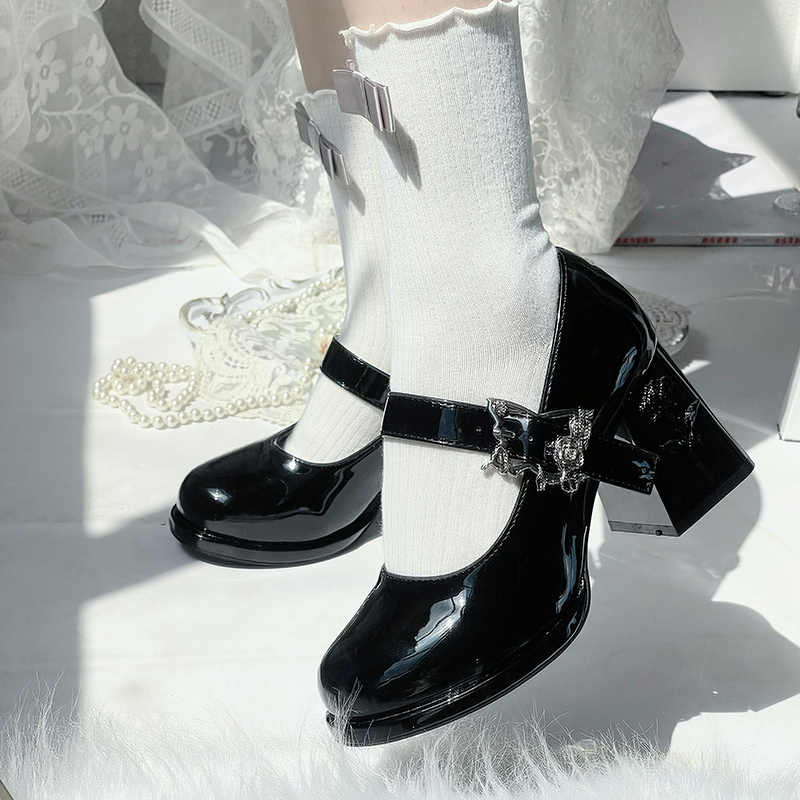 Dreamland~Wanxiang Cycle~Elegant Lolita Heel Shoes with Embossed Rose 42471:741382