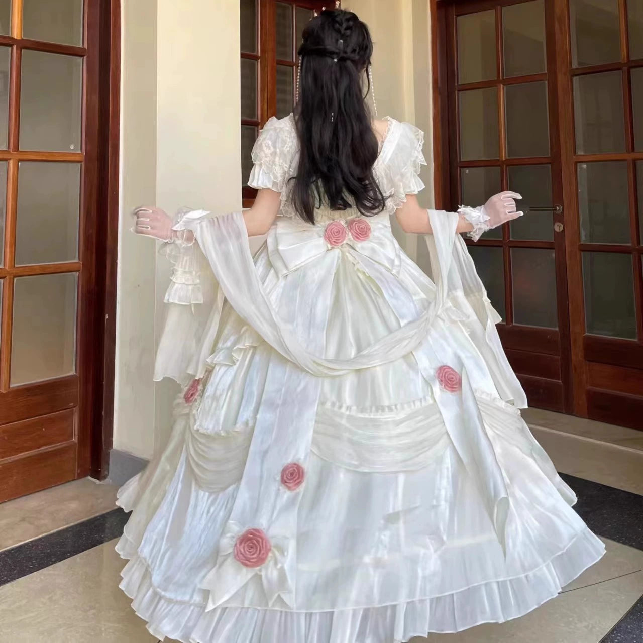Meowing and fruity - Tana Manor - Classic Lolita Accessories Sleeves Trailing Shawls Solid color shawl (please choose as the same color as dress) One Size