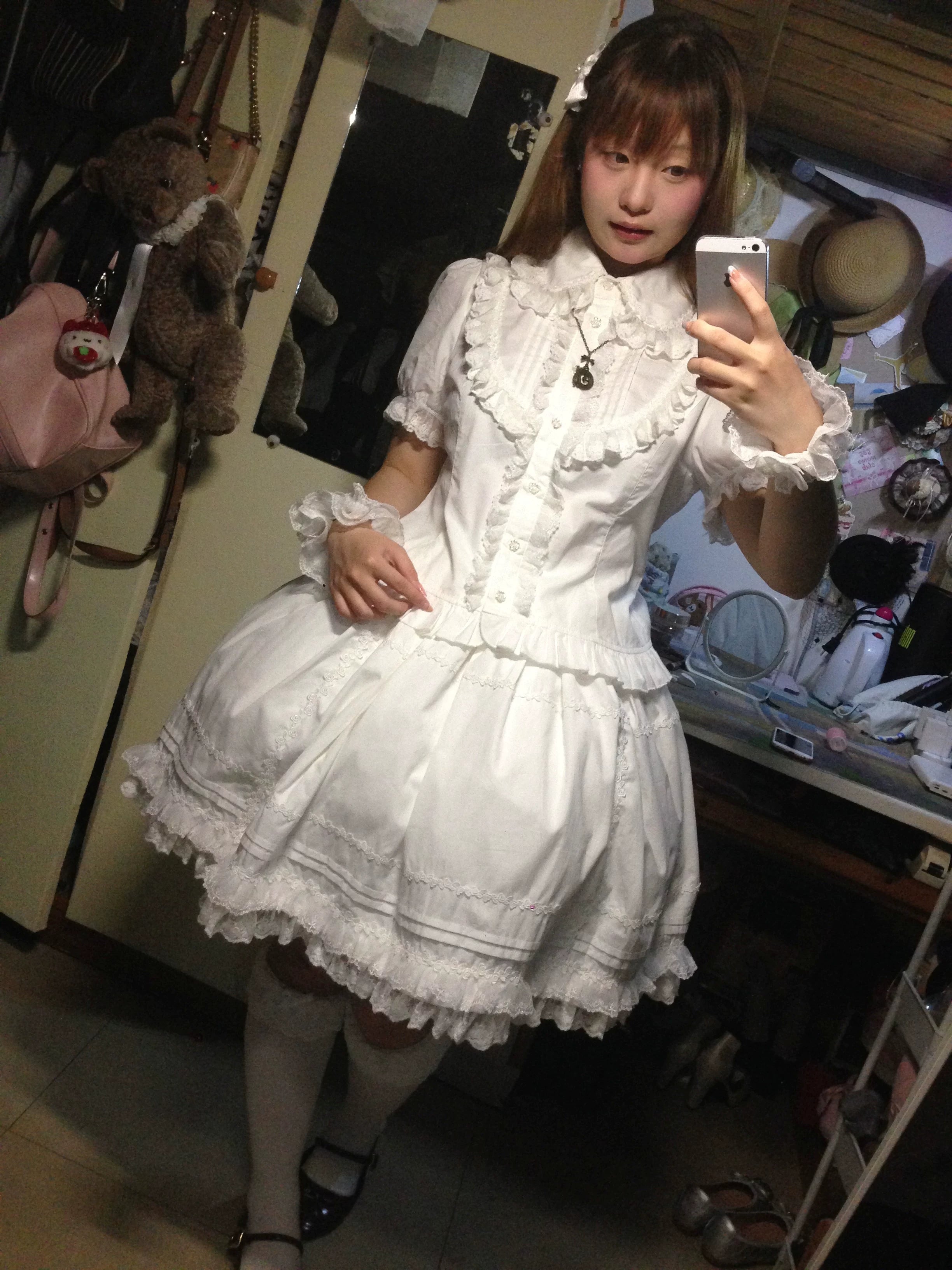 Sugar Heart Rose - Cotton Old School Lolita SK with Ruffled Hem