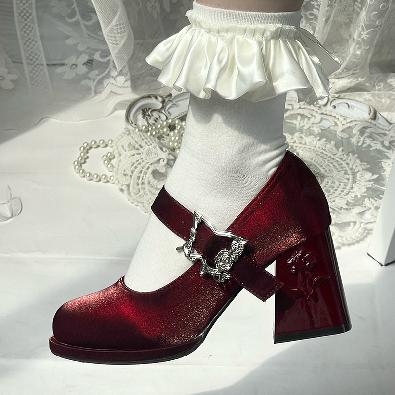 Dreamland~Wanxiang Cycle~Elegant Lolita Heel Shoes with Embossed Rose 42471:741385