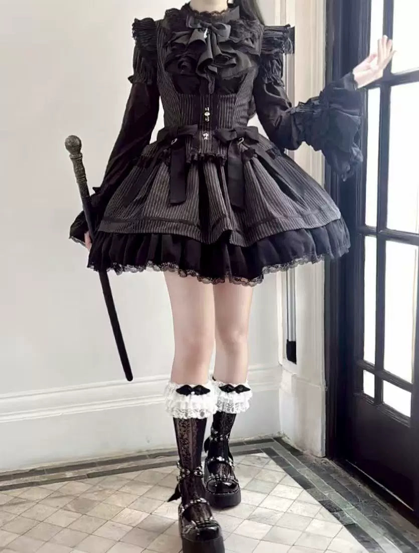 Gothic Lolita Shirt, Detachable Flared Sleeves 44490:813223