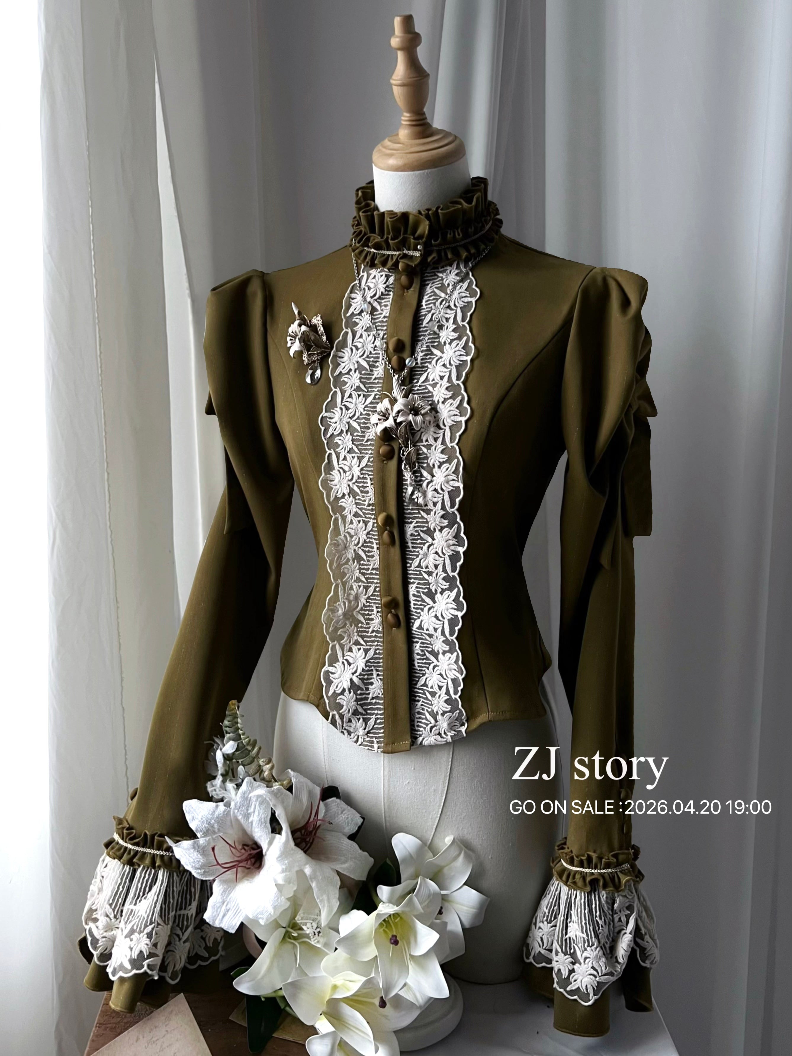 Embroidered Classic Lolita OP Dress, Lace Trim Shirt (L M S XL) 45209:840251