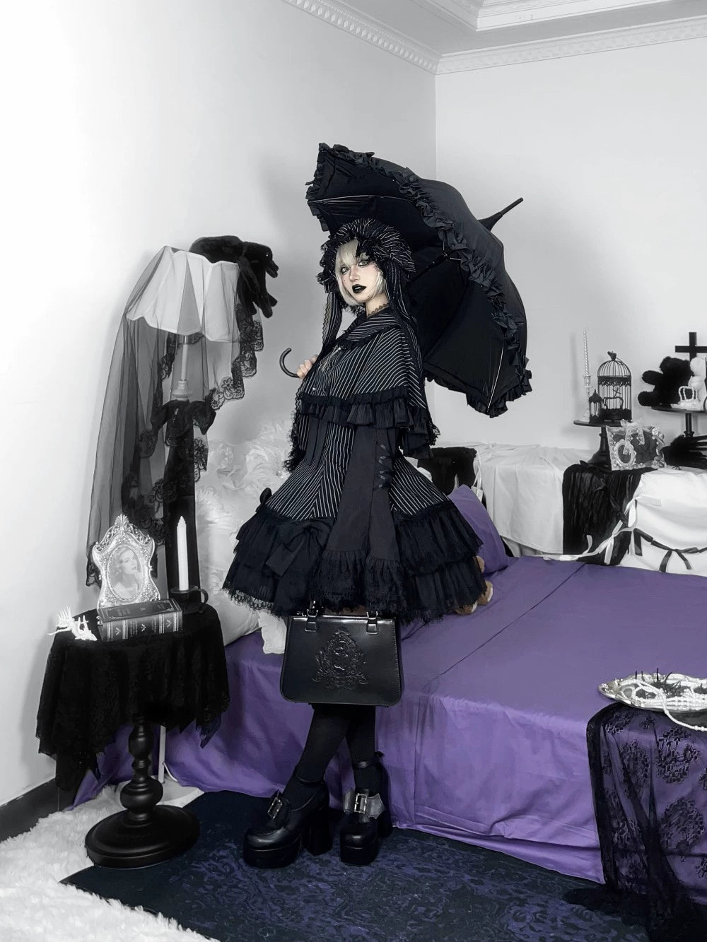 Frozen in time - Bunny Fantasy - Gothic Lolita JSK Dress Princess Sleeve Shirt (L M S XS) 41862:716496