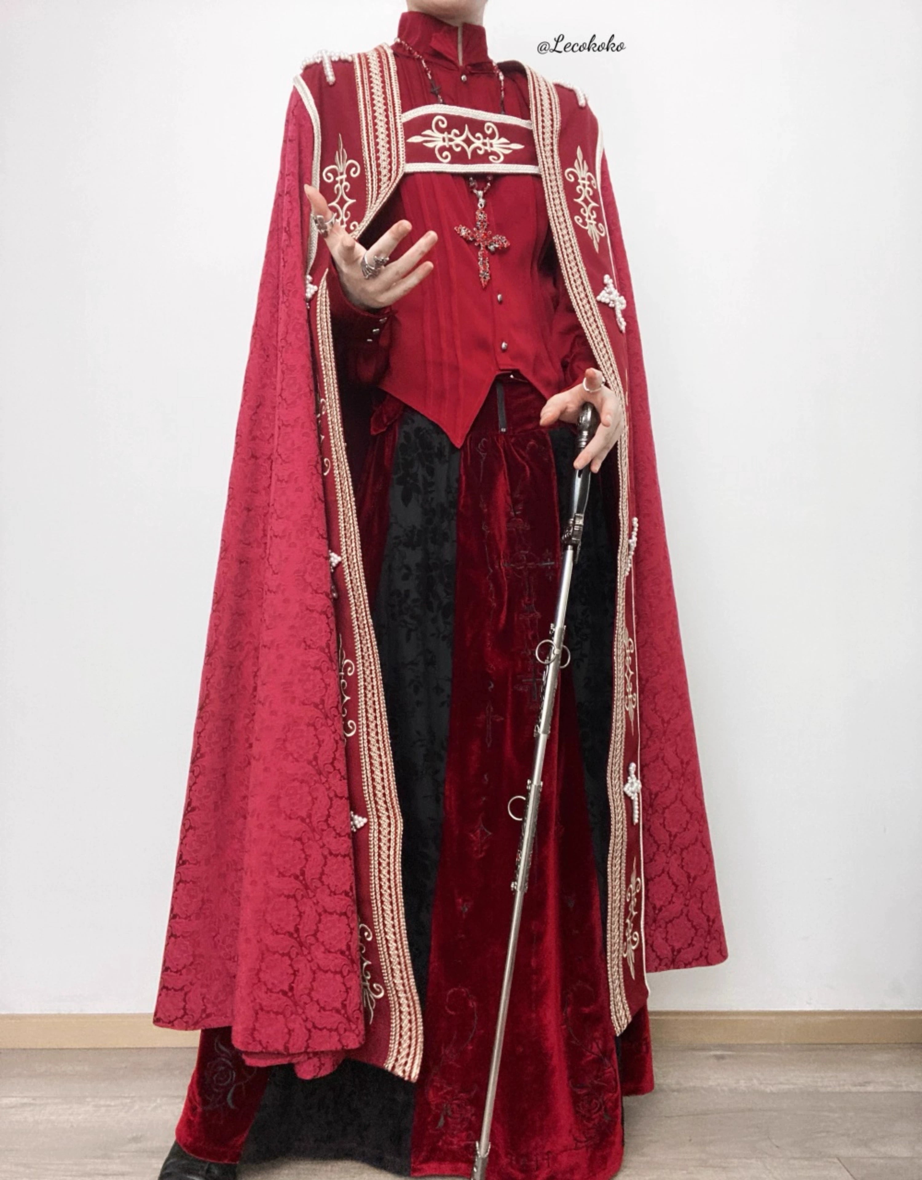 LeMiroir - Moonlit Prayer - Long Nun Lolita Bishop Cape, Cross Details 43661:782492