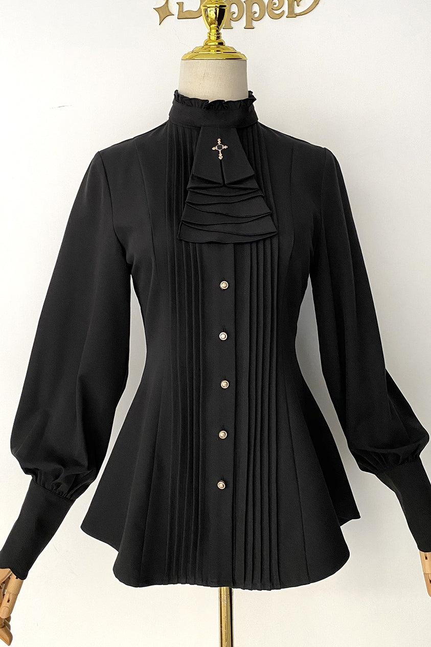 Little Dipper - Elegant Lolita Mutton Sleeve Stand Collar Blouse 19514:291378