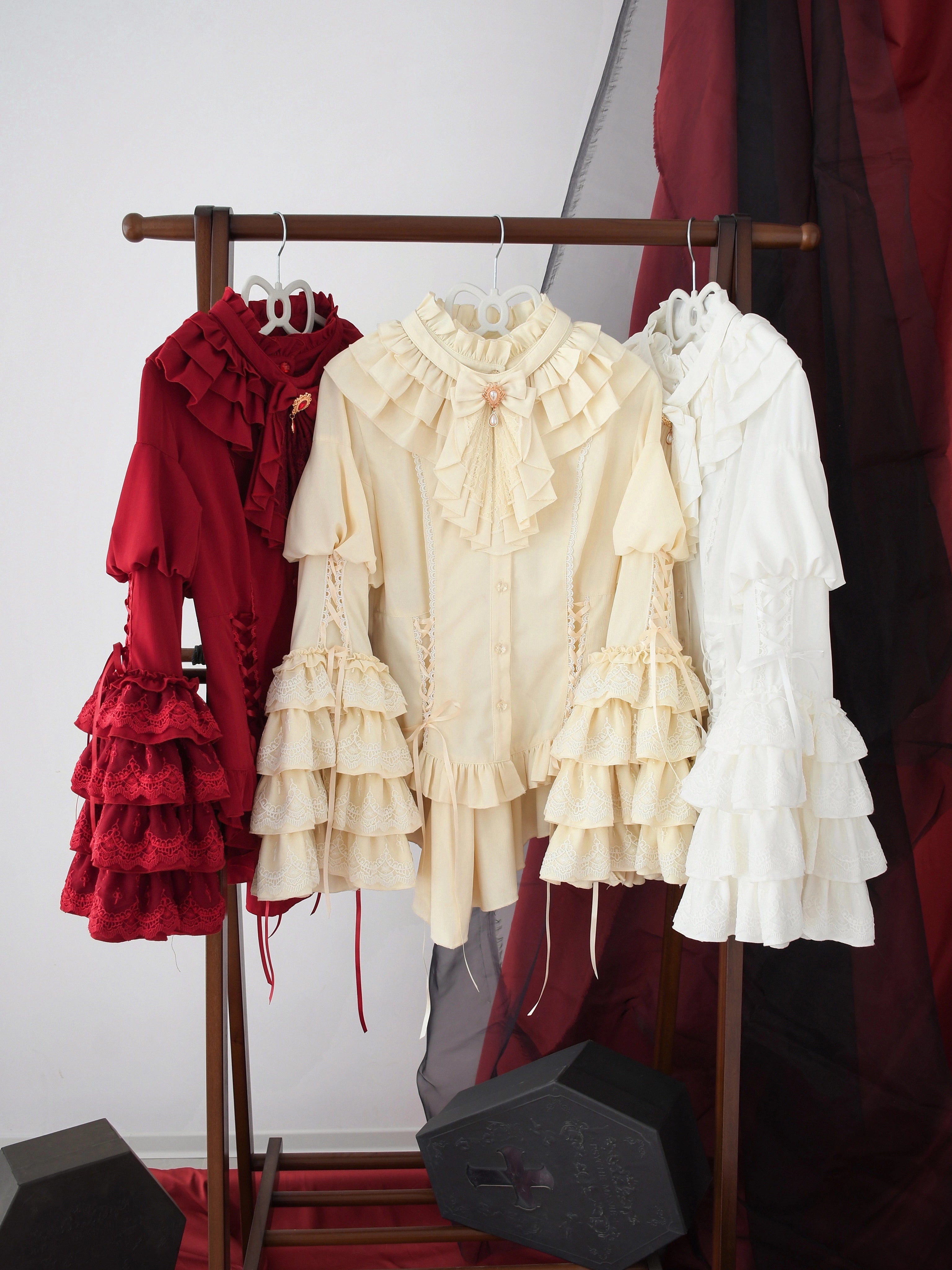 DMFS Lolita - Good and Evil Angel - Gothic Lolita SK Set Retro Princess Sleeve Blouse 41864:716534