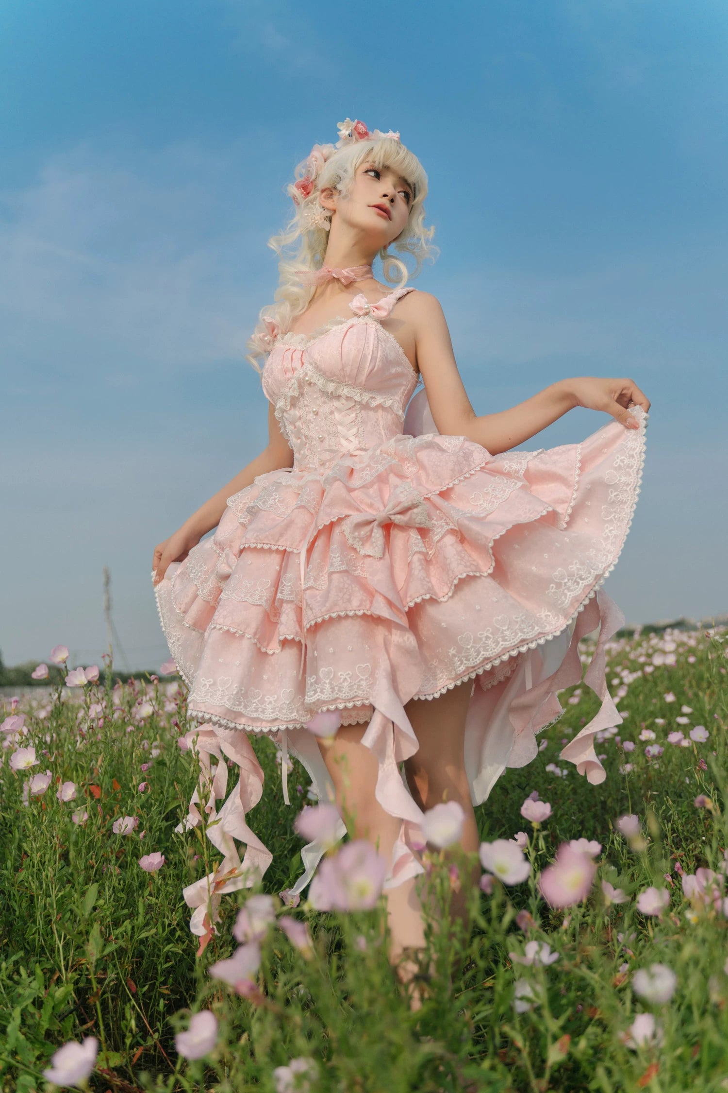 Mori Isle - Solid Gothic Lolita JSK Dress, Embroidered Lace 45658:857761
