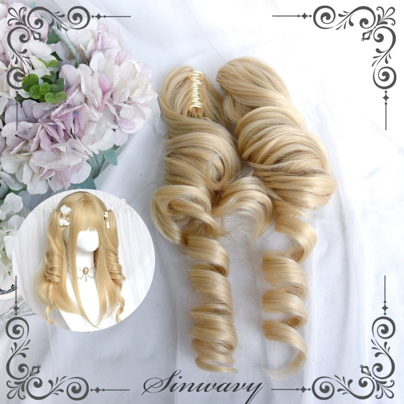 Sinwavy - 55CM Blonde Lolita Curl Wig Detachable Double Ponytail A pair of ponytails only