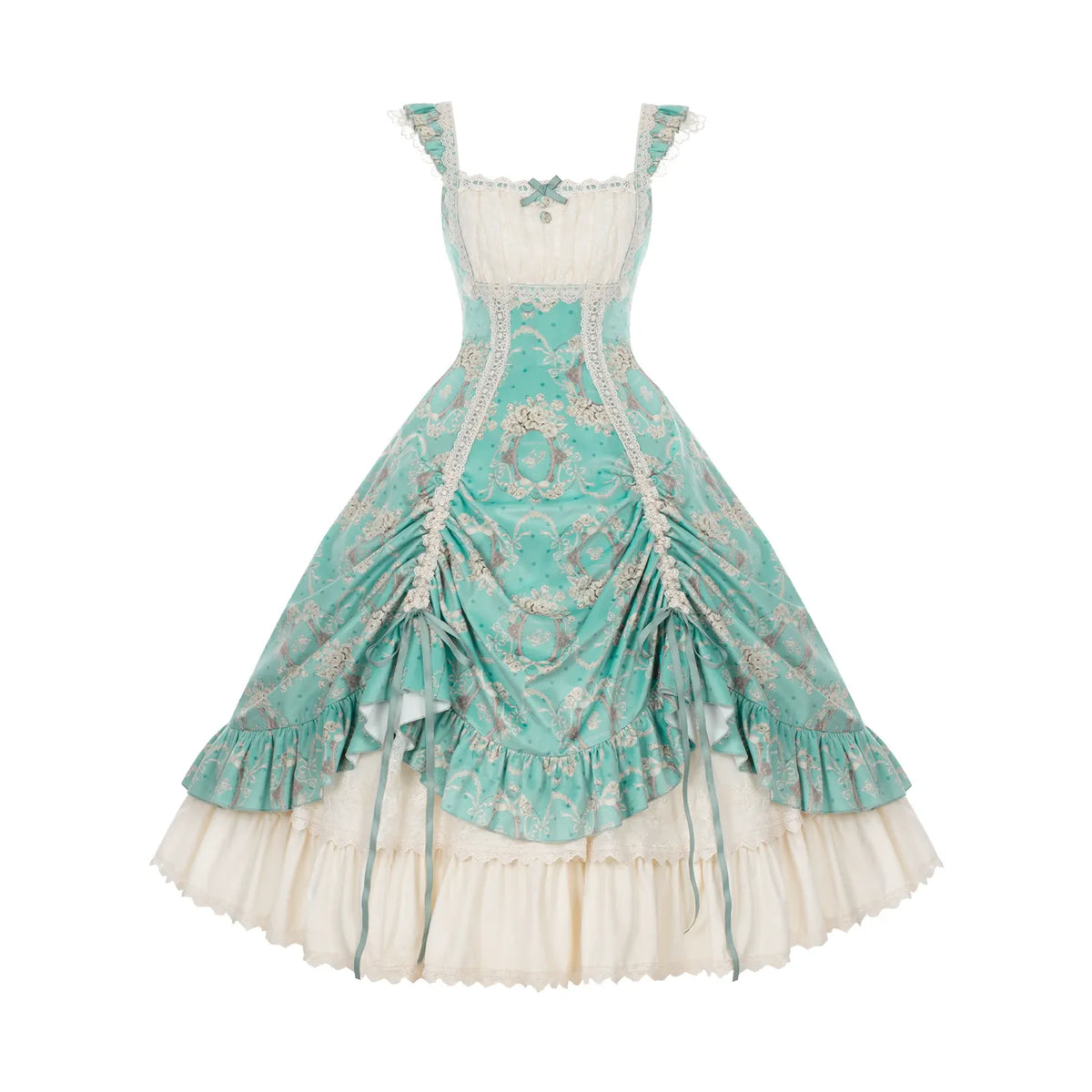 Old Courtyard Floral Letter - Classic Lolita Printed JSK Dress Set, Drawstring Lift-up Hem (L M S) 46102:875297