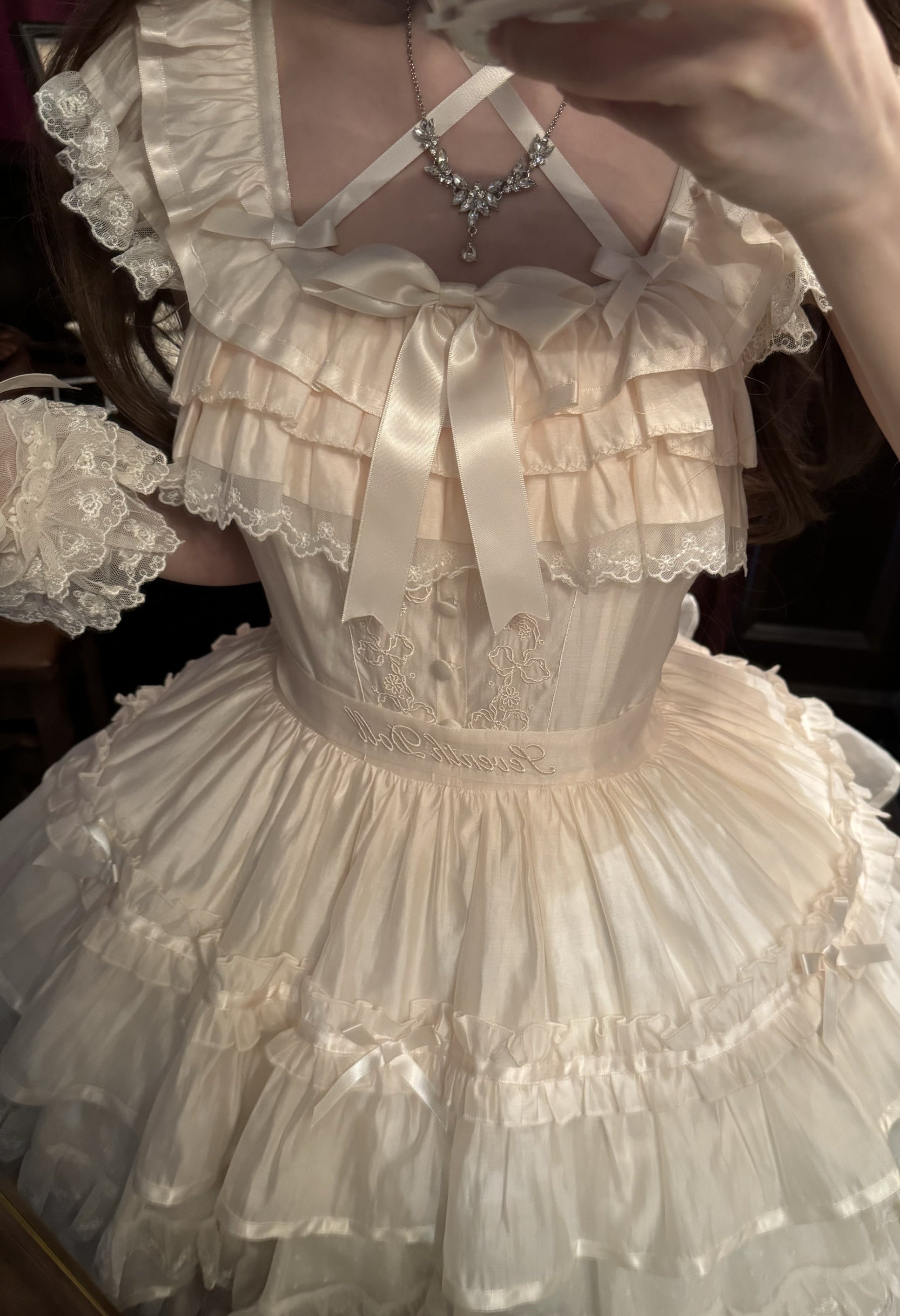 The Seventh Doll - Summer Evening Banquet - Sweet Lolita JSK with Tiered Ruffle Design and Hat 42722:750938