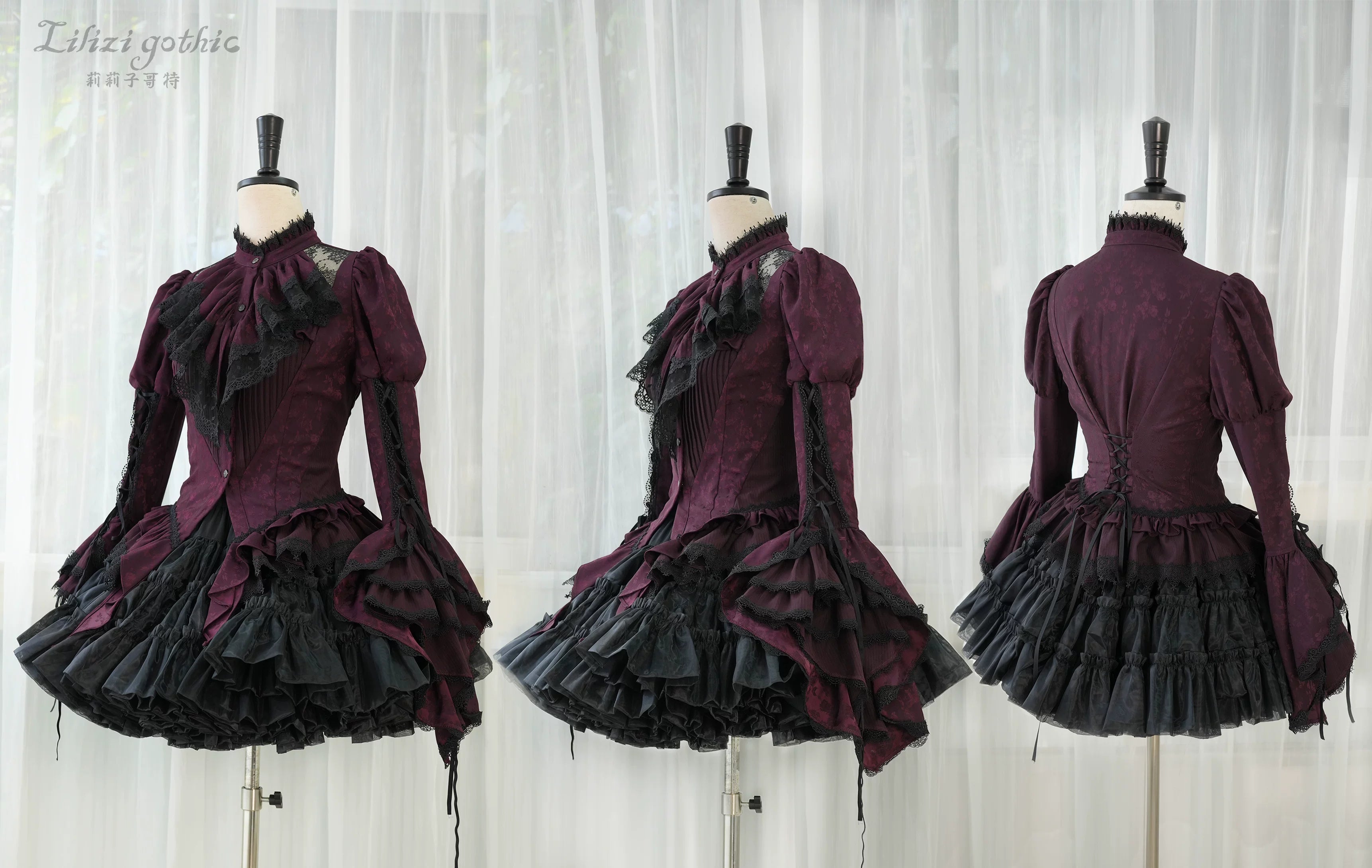 Victoria's Praise - Gorgeous Gothic Lolita Blouse & High-low Hem Skirt (L M S XL XS) 44898:828060