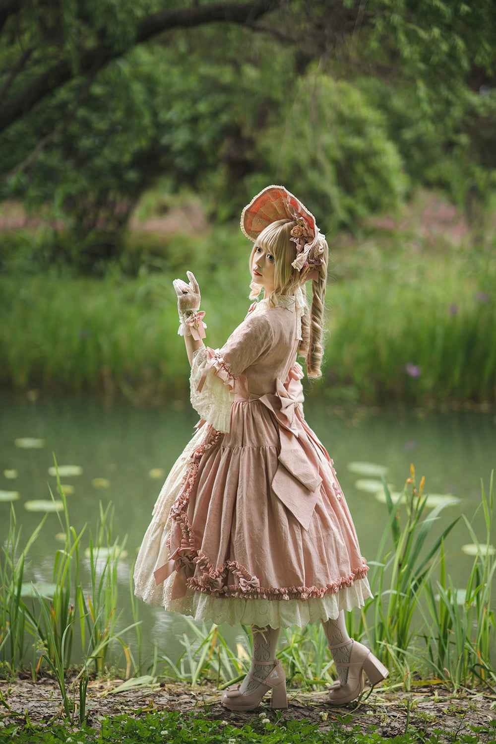 Miss Point~Lilyka Garden~Classic Lolita OP Dress Set Elegant Floral Wall Princess Sleeve 38832:606436