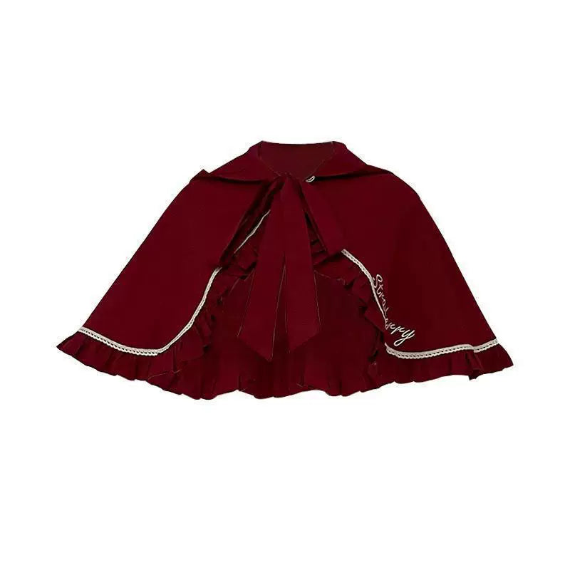 Strawberry Diary - Sweet Lolita Strawberry Print OP Dress with Cape Cape (one size / choose M) S