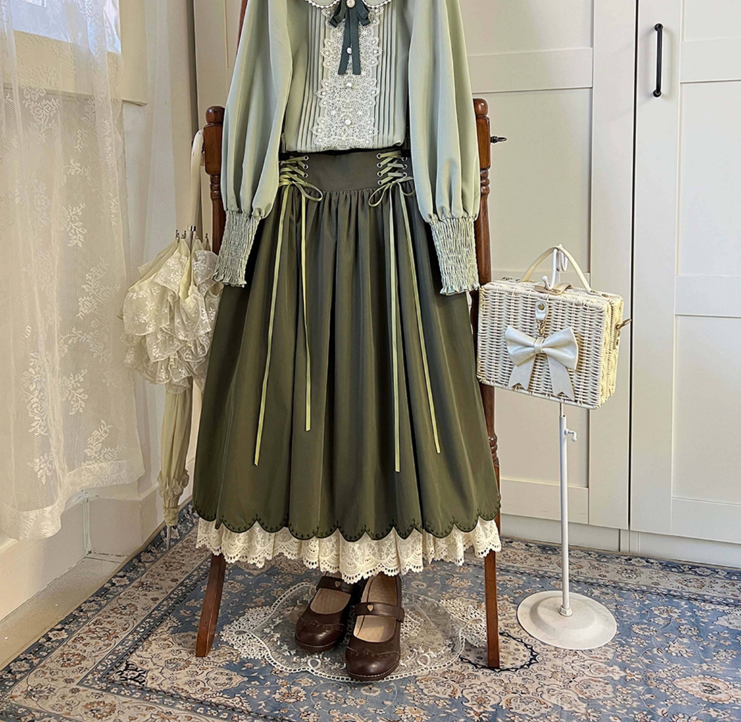 EESSILY - Countess's Autumn Travel - Vintage Lolita Shirt and Skirt 44247:800608