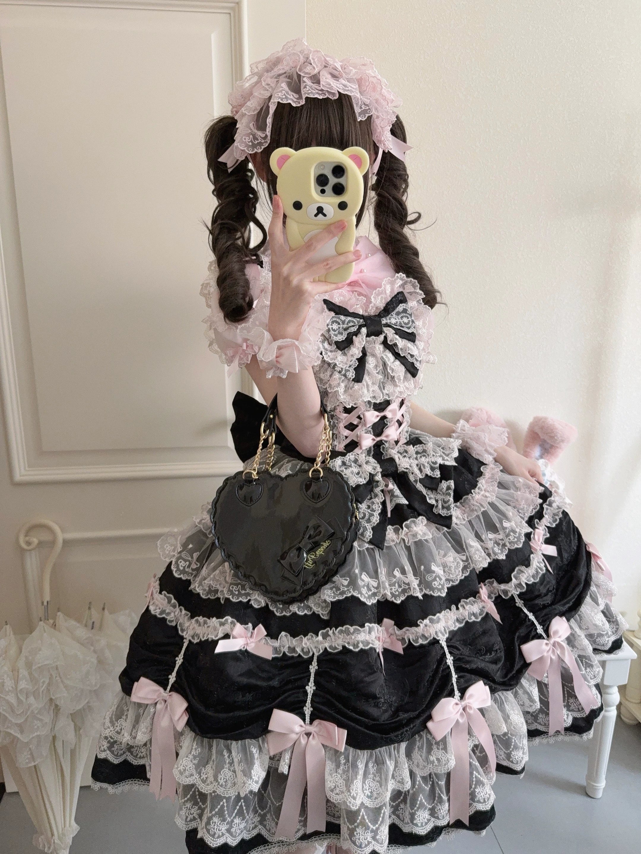 Satin Gift Box - Sweet Lolita JSK Dress, Bows and Layered Lace