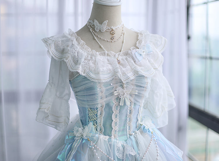 FantasyMirror - Exquisite Butterfly JSK Floral Wedding Lolita JSK Dress L blouse