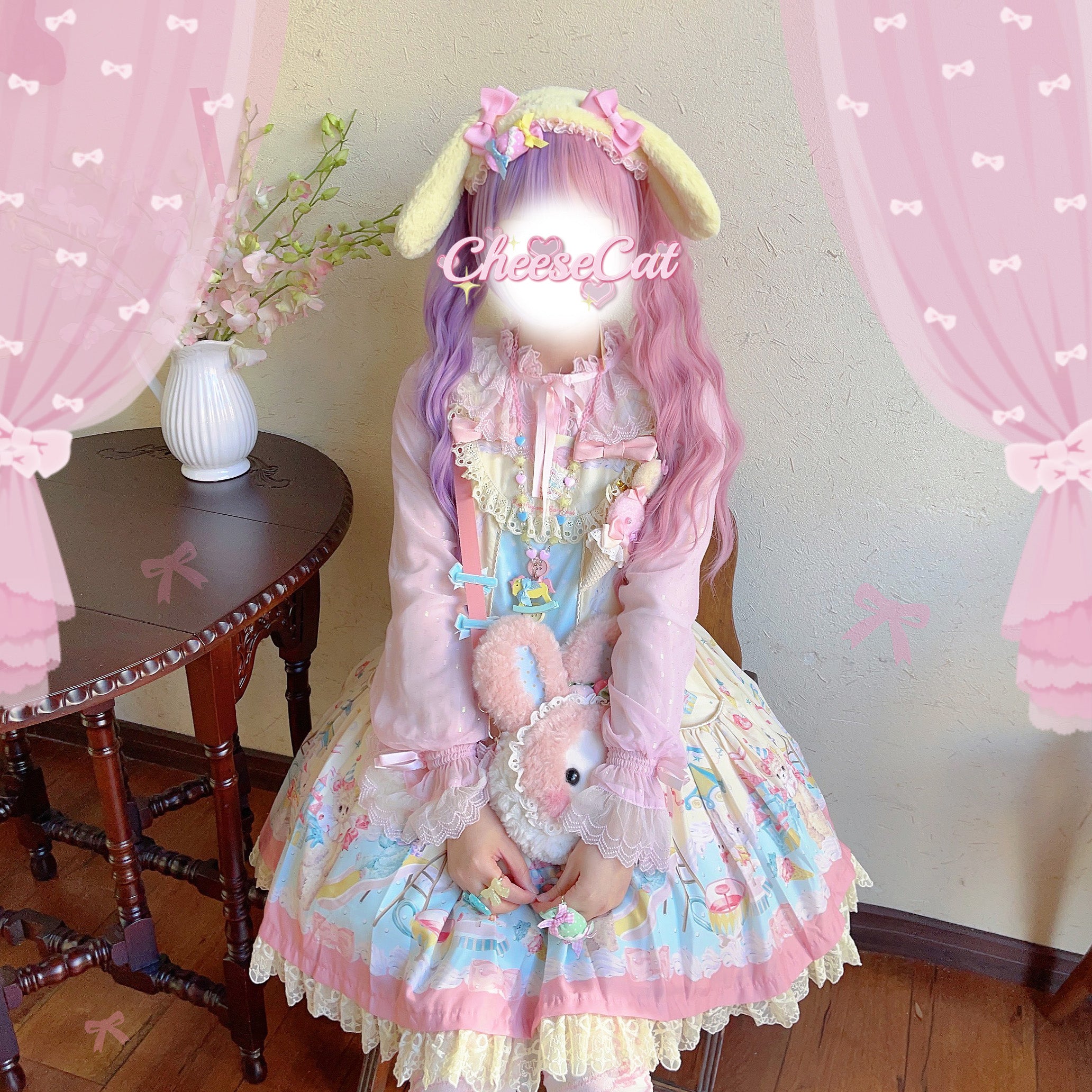 Cheese Cat - Fluffy Lop-Eared Bunny Sweet Lolita Hairband 16870:232574