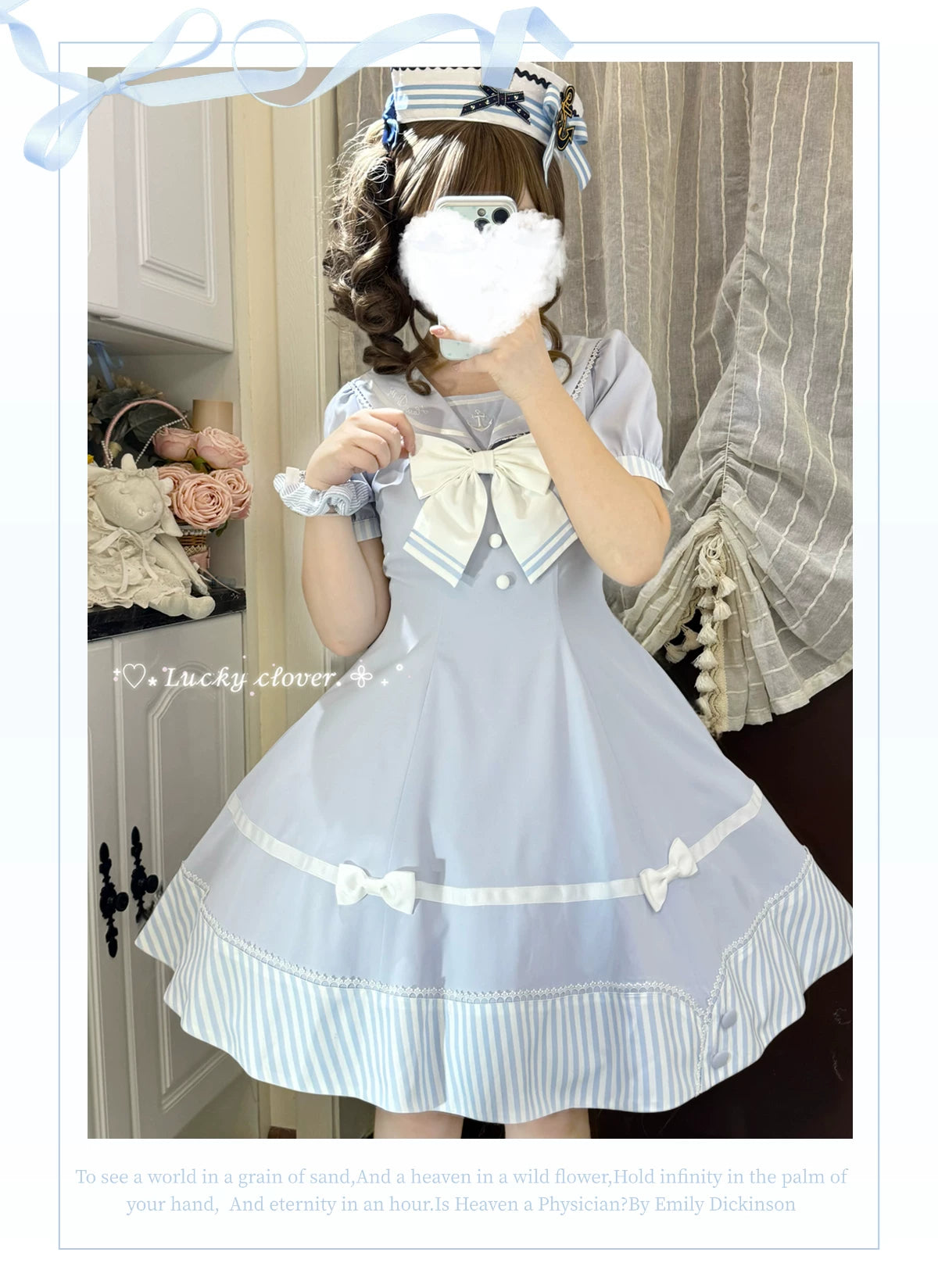 Little Sea Breeze - Summer Sailor Lolita OP Dress with Detachable Bow 45712:859194