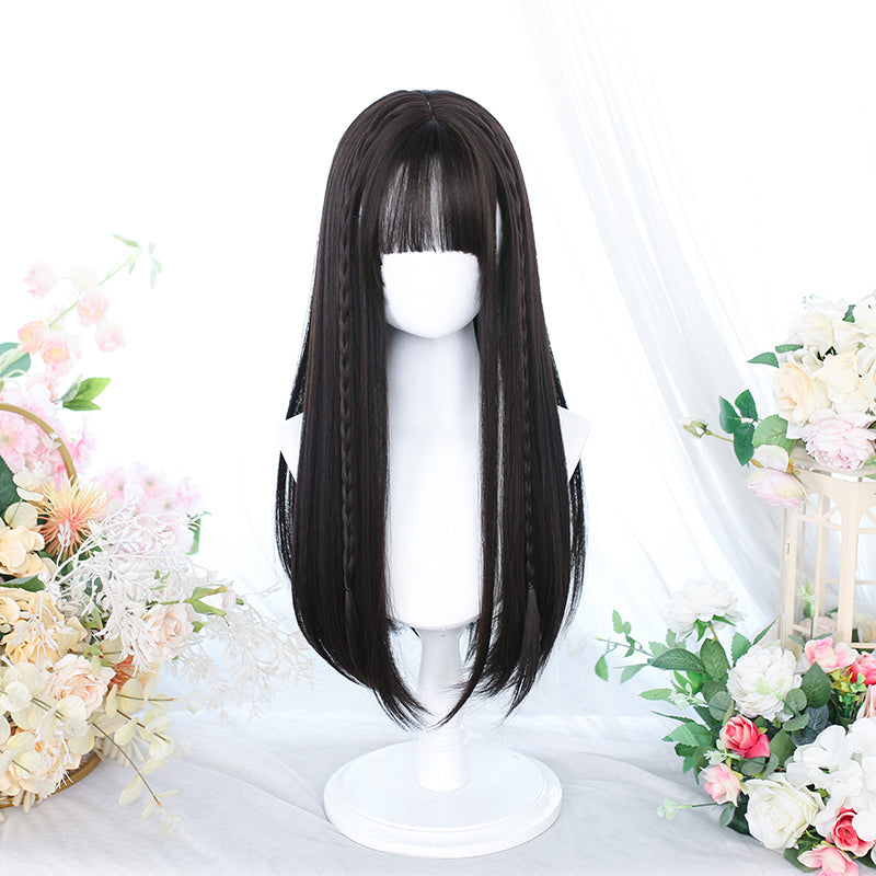 Dalao - Natural Lolita Wig Gentle Long Curly Hair 177 Black Brown