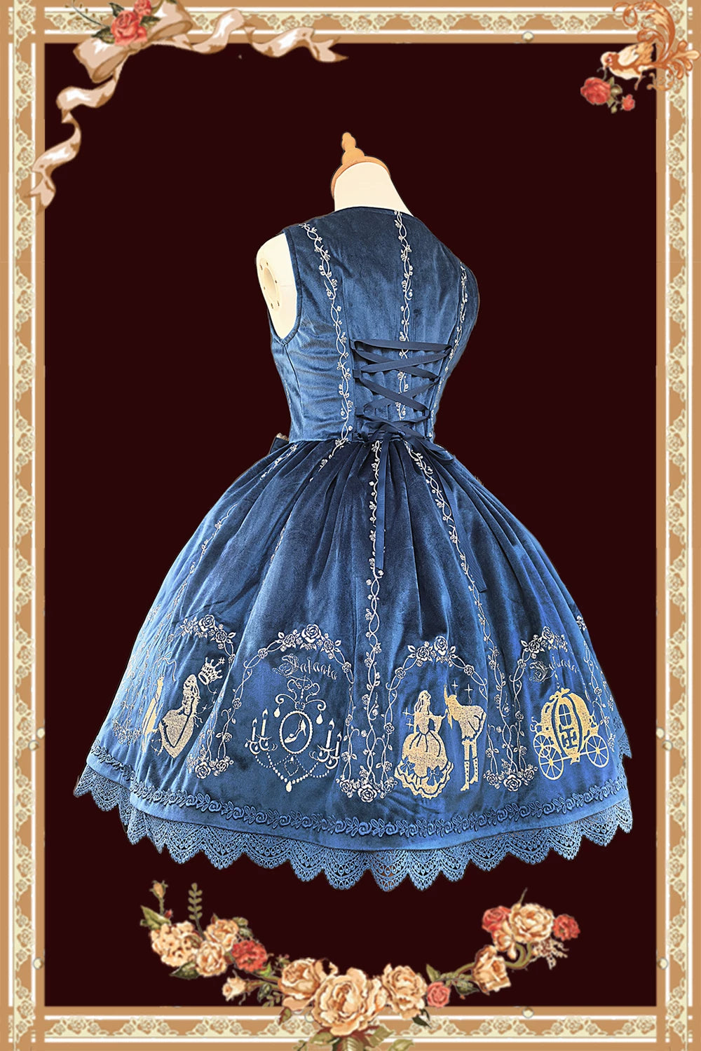 Cinderella - Velvet Classic Lolita JSK Dress, Princess Embroidery 44649:817450