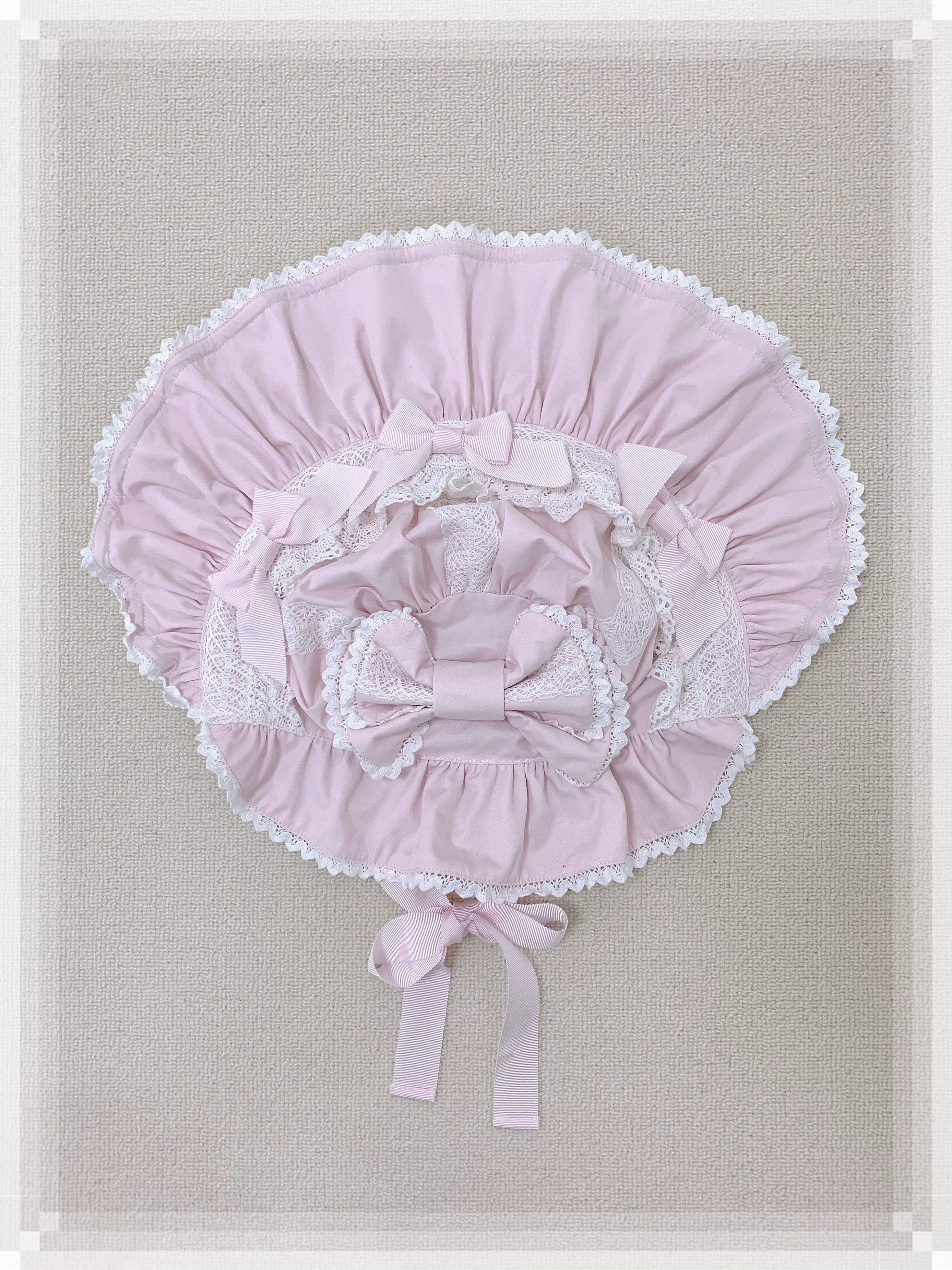 Haruhime Momoko - Cotton Old School Lolita Skirt with Tiered Back Overlay Pink BNT Only (choose one size) One size