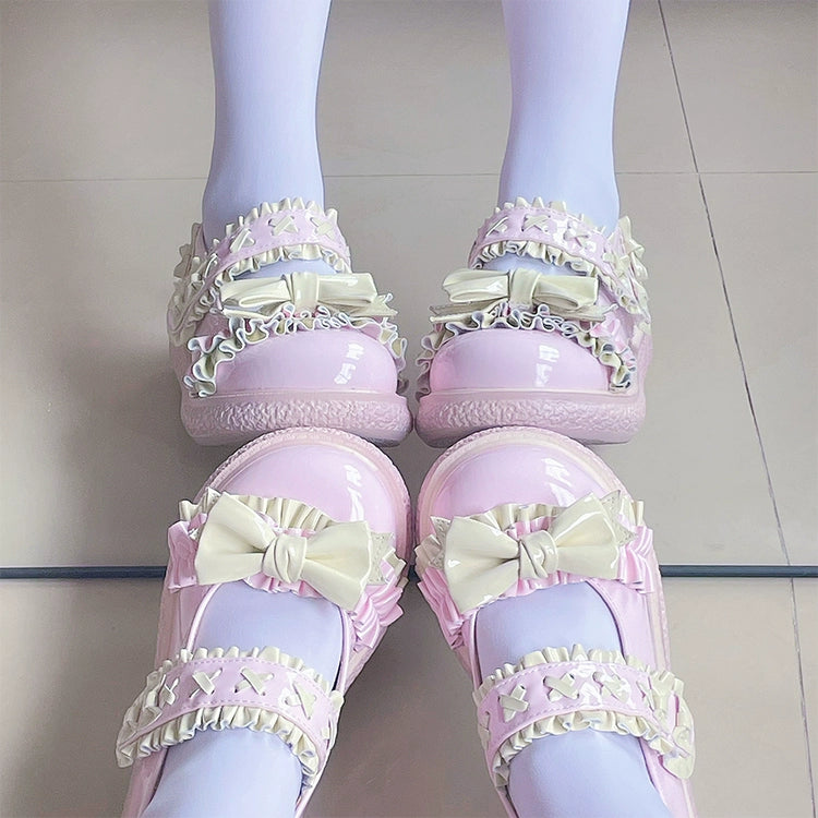 Fairy Godmother~Cute Lolita Shoes Bow Candy-Colored Lolita Flat Shoes 32696:408614