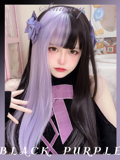 (Buyforme)Sinwavy~ Jirai Kei Long Straight Lolita Wig with Purple Black Color   