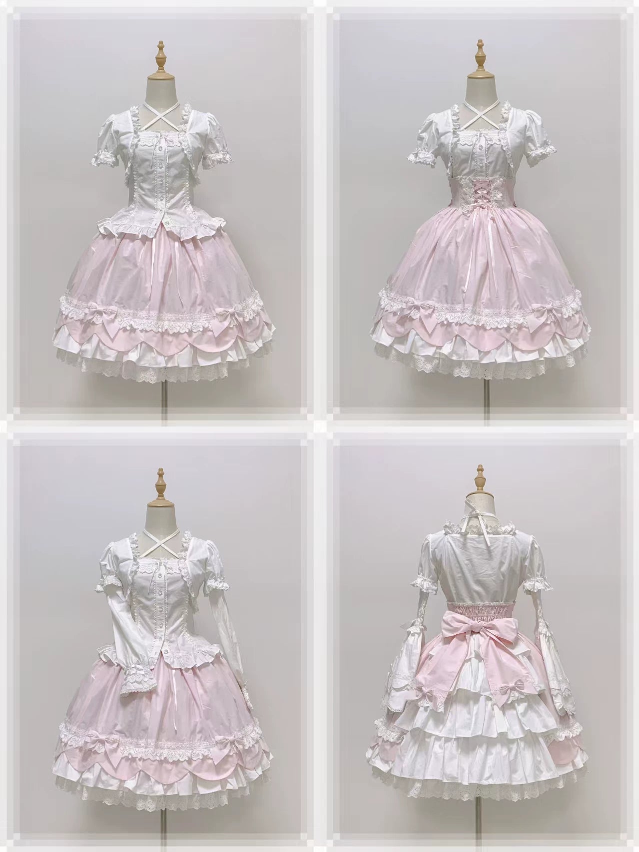 Haruhime Momoko - Cotton Old School Lolita Skirt with Tiered Back Overlay