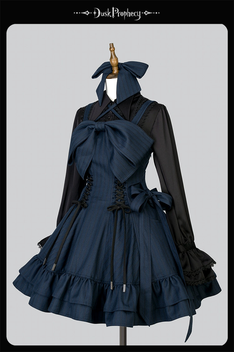 DuskProphecy - Heron - Classic Lolita Striped JSK Dress, Halter Neckline 44313:802944