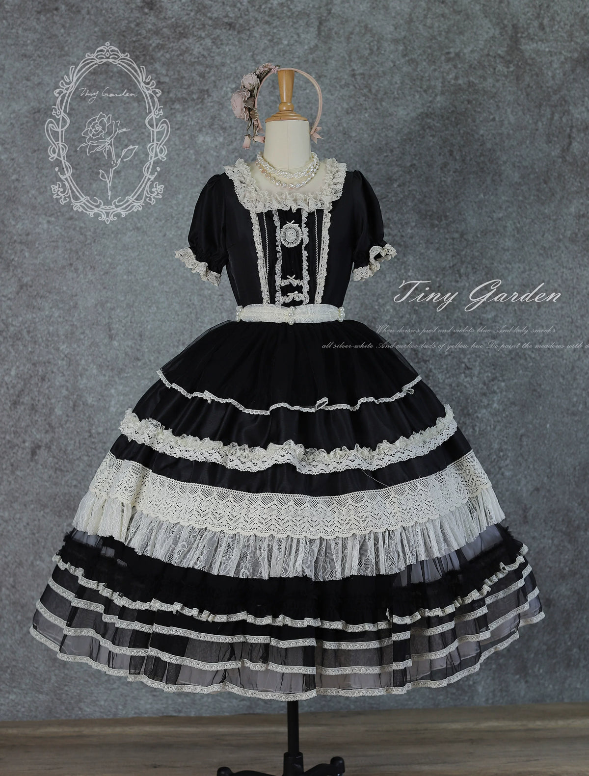 Garden Jardin - Cotton Classic Lolita OP Dress With Tiered Ruffles 45927:868666