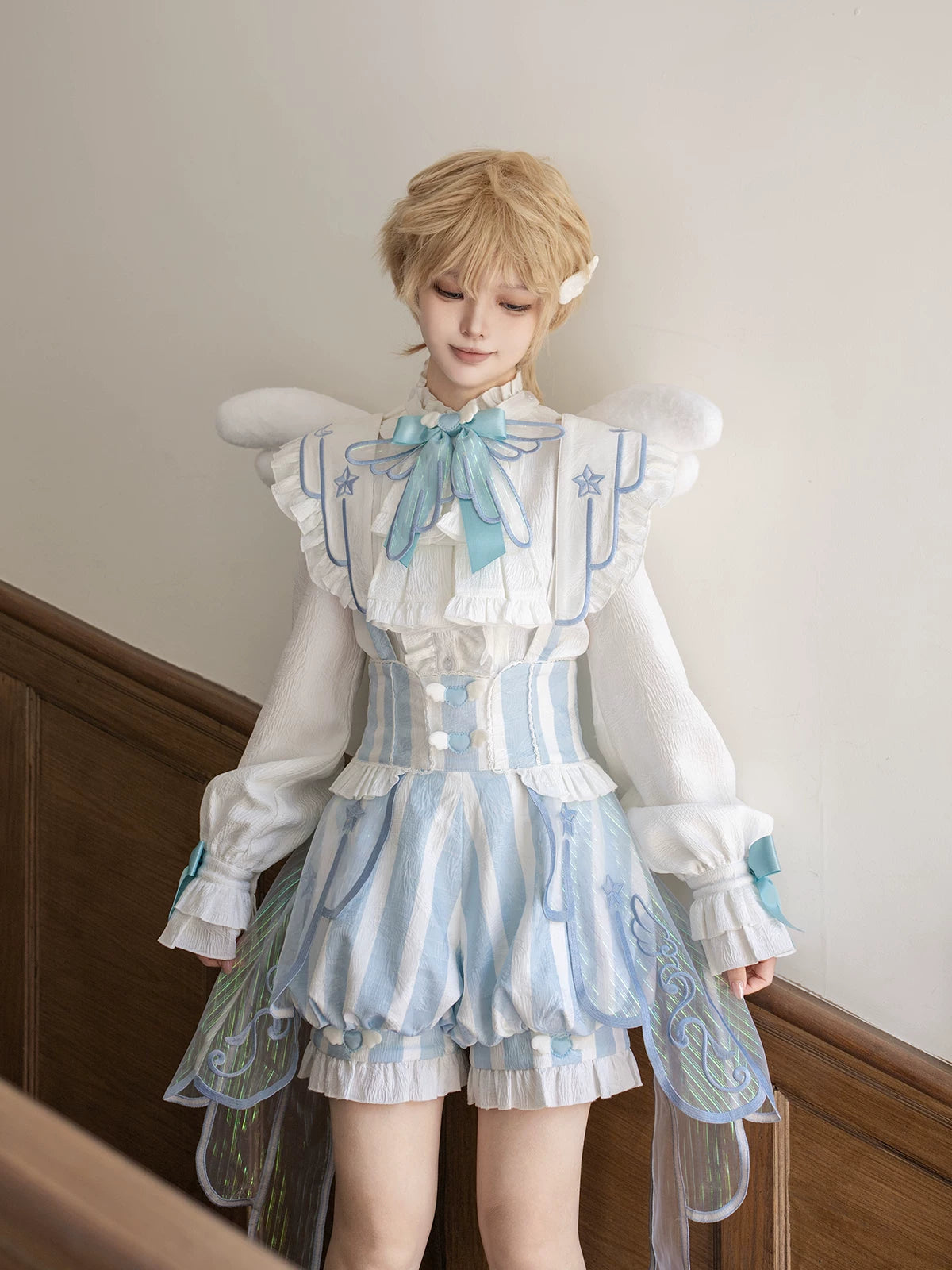 Angelic Covenant - Ouji Lolita Prince Outfit Set, Angel Wing Trailing 45761:861154