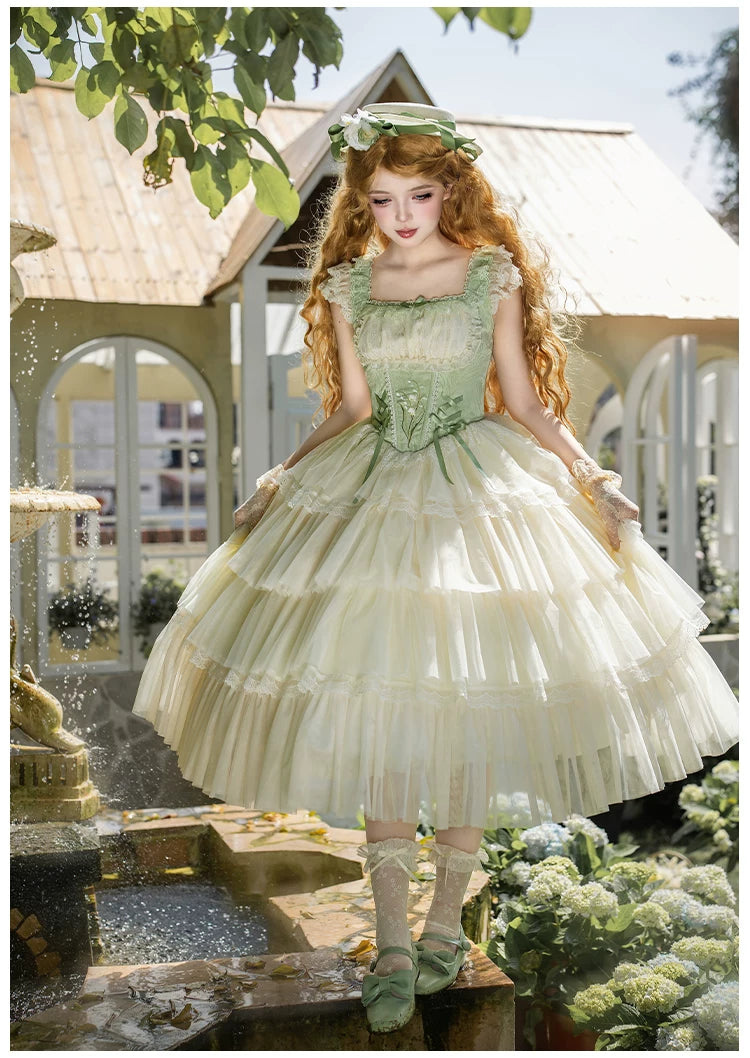 Lily of the Valley Whisper - Embroidered Classic Lolita Corset JSK Dress