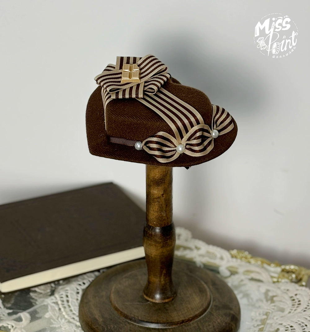 Miss Point - Classical Chocolate - Classic Lolita Accessory Bowler Hat BNT Beret Jabot 40816:677426