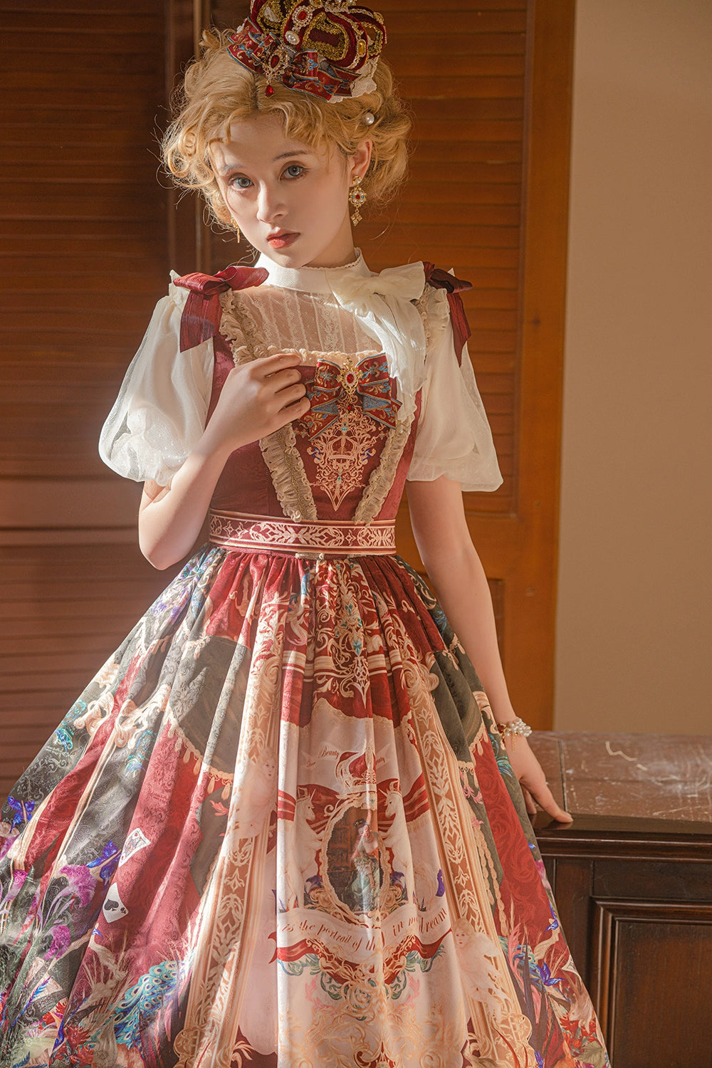Miss Point~Kaleidoscope~Classical Lolita Shirt Dot Gauze Detachable Puff Sleeve Blouse Customized 35392:488834