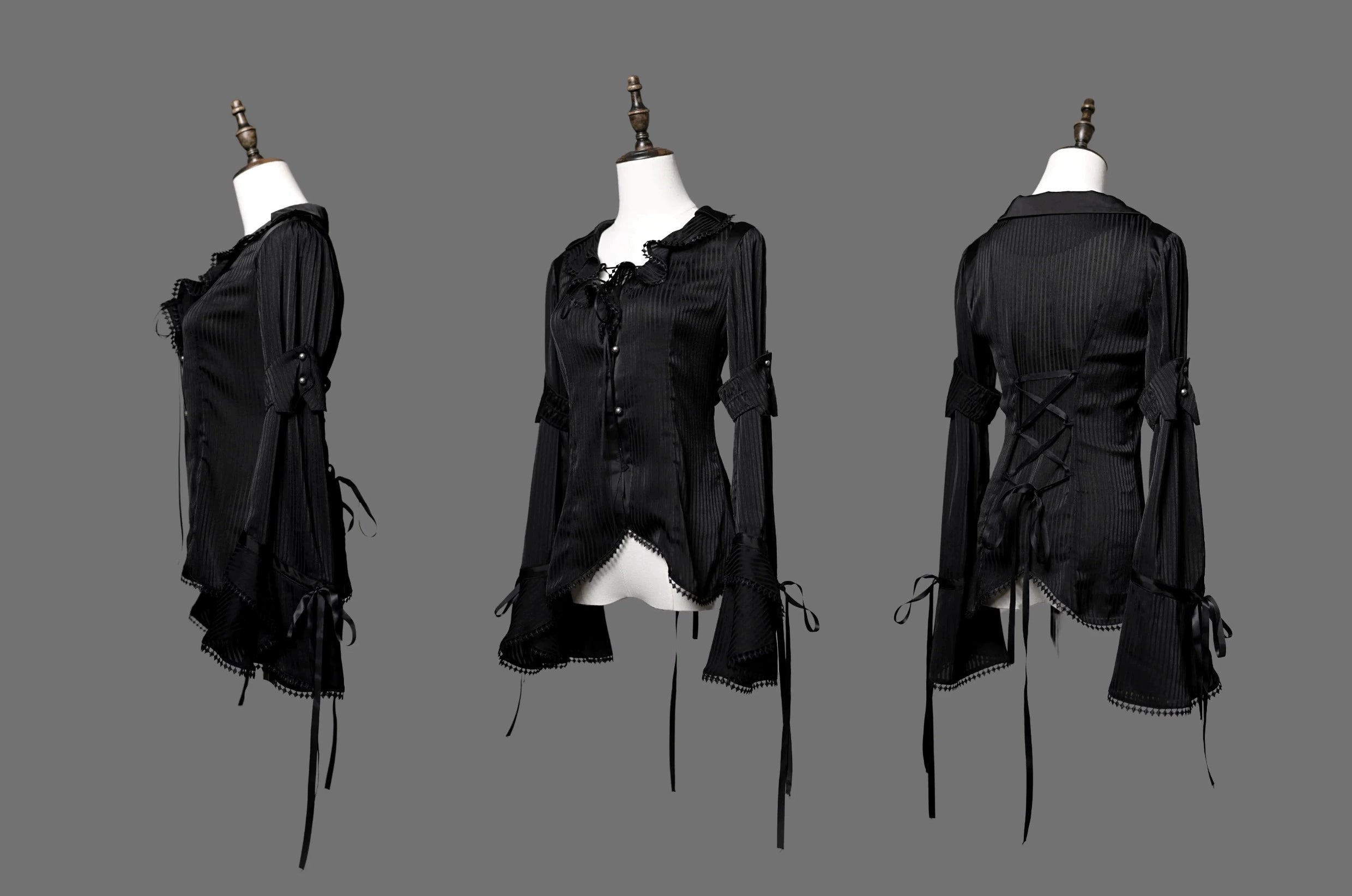 Wuyuzhe - Wolf Hunter - Gothic Lolita SK Set Halter Overskirt Cape Vest S Black- Shirt