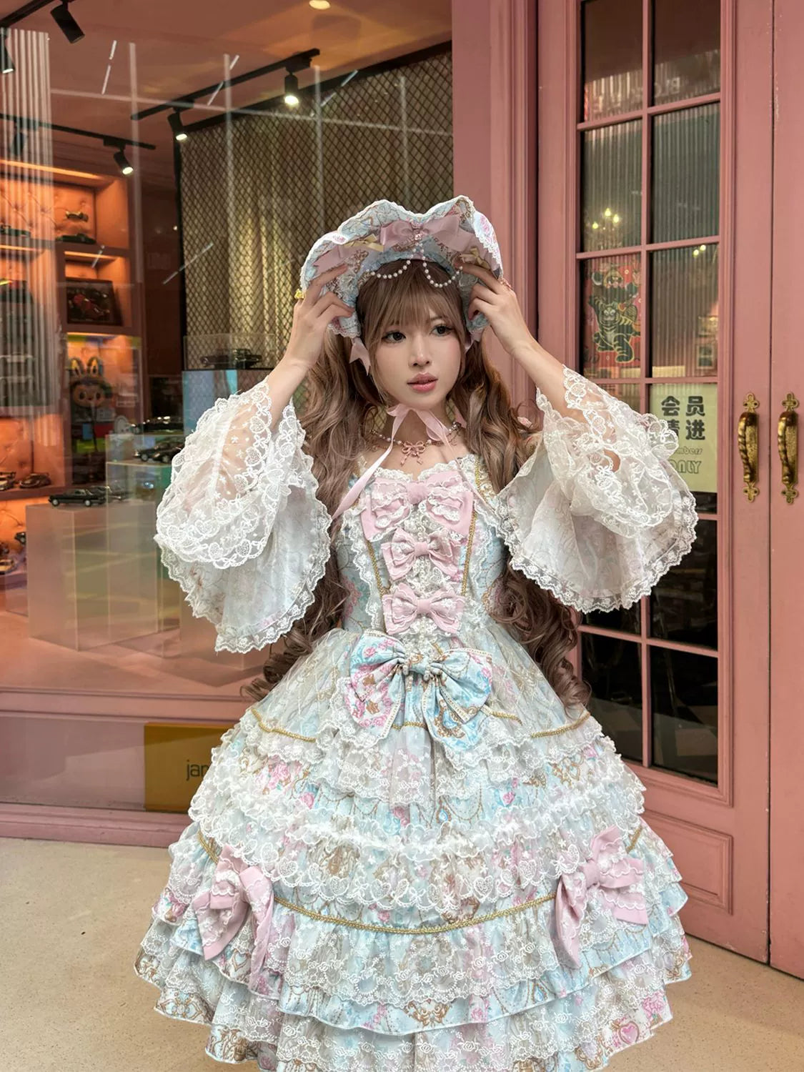 Hanguliang - Candlelight Sonata - Sweet Lolita Long Sleeve OP, Tiered Ruffles 43988:790918