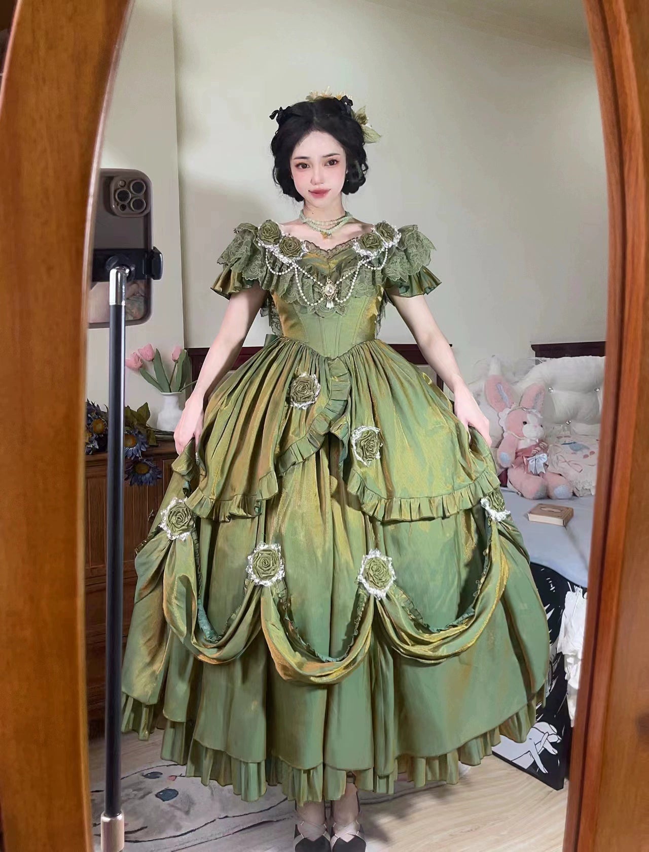 Meowing and fruity - Tana Manor - Classic Lolita OP Dress, Floral Decoration