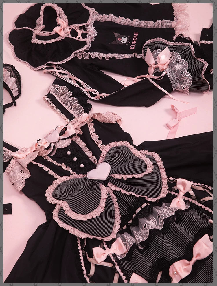 IP Collaboration Sweet Lolita JSK Dress Set,Kuromi Details