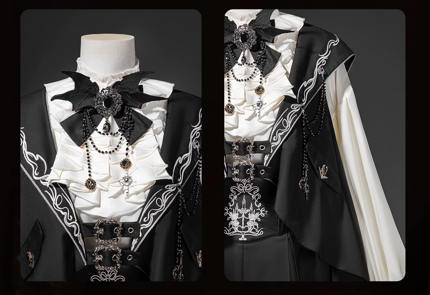 Bunny Ear Meteorite - Embroidered Ouji Lolita Set, Hooded Vest 44899:826872