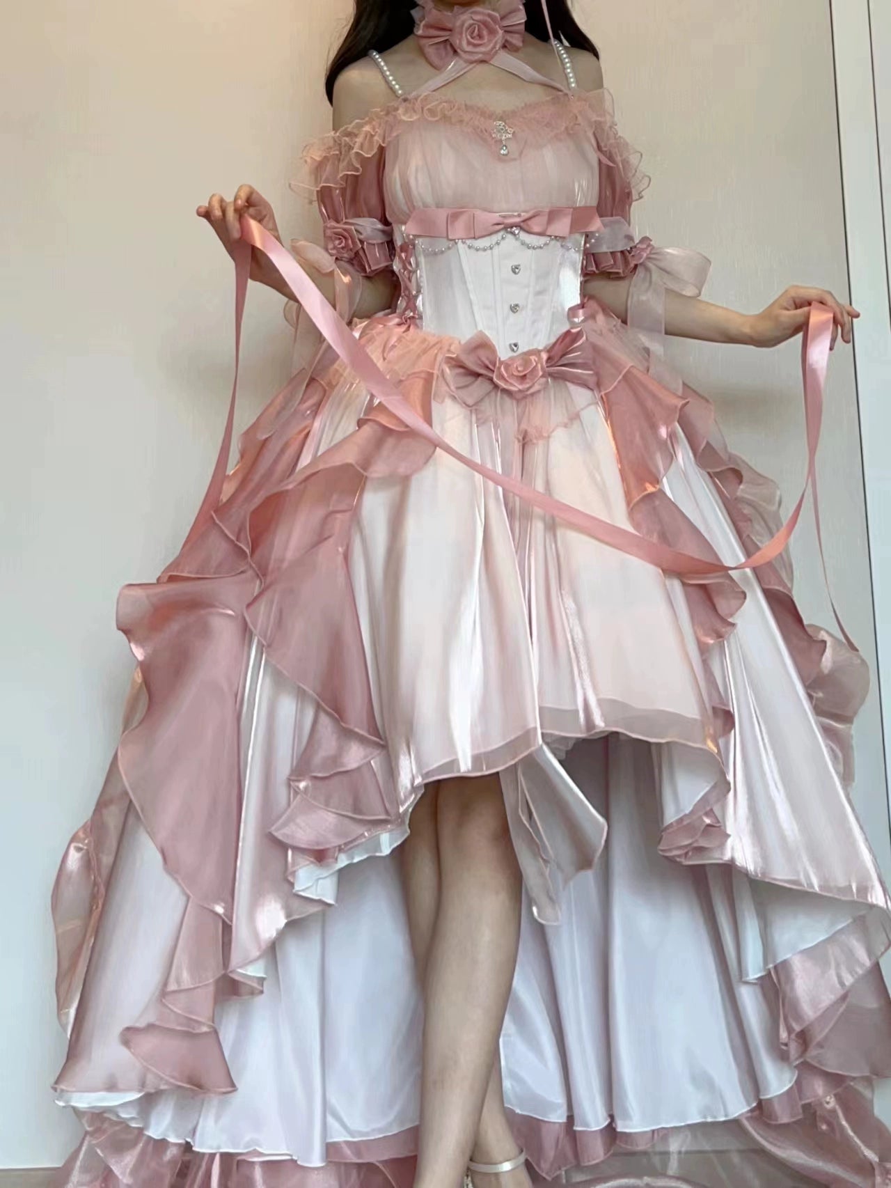 Meowing and fruity - Midsummer Dream - Gradient Color Wedding Lolita JSK Dress Set, Fishbone Waist (L M S XL) 44337:803875
