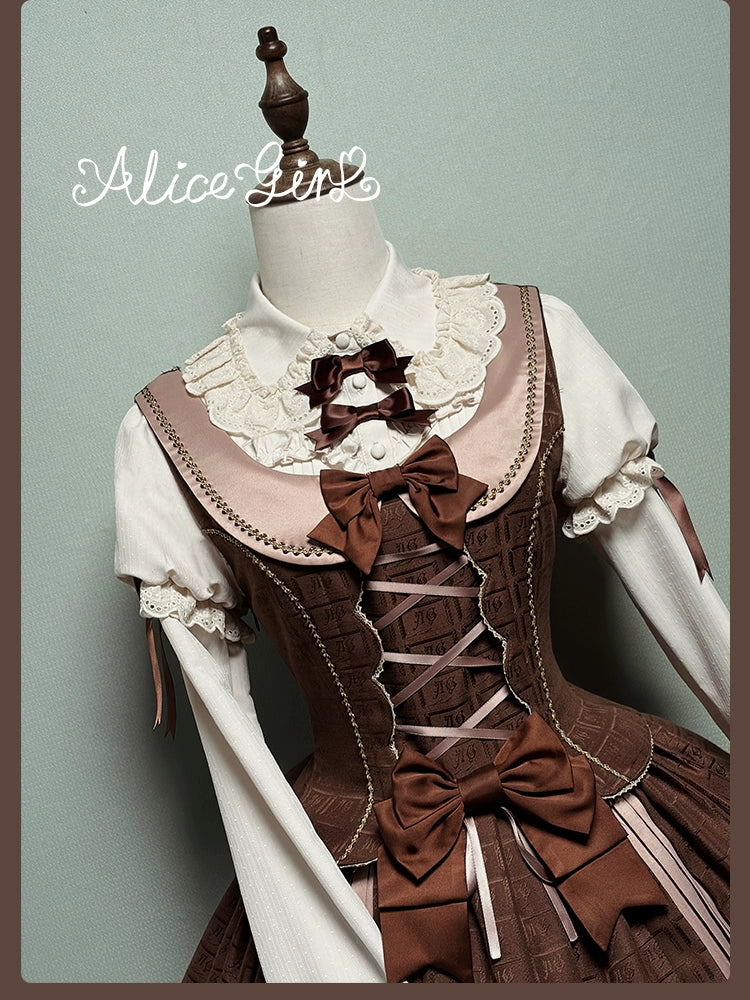Alice Girl - Bear Chocolate Slab - Classic Lolita Slim Fit JSK & SK Dress 44309:804334