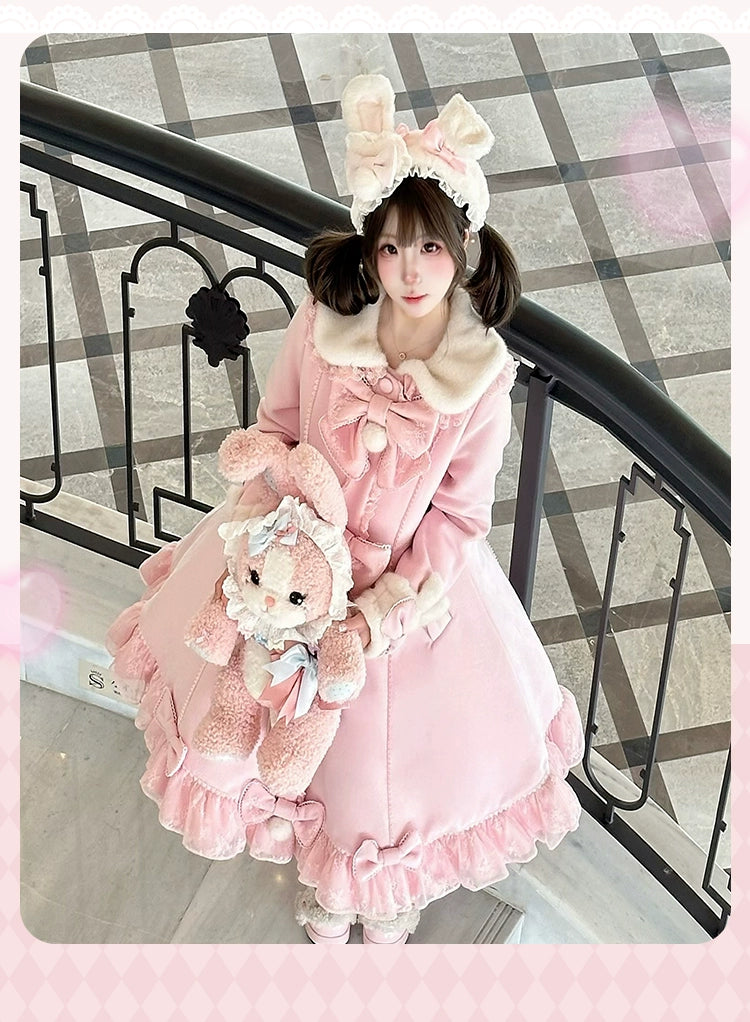 Mengfuzi - Nico Bunny - Winter Sweet Lolita Overcoat, Detachable Cape 44102:795397