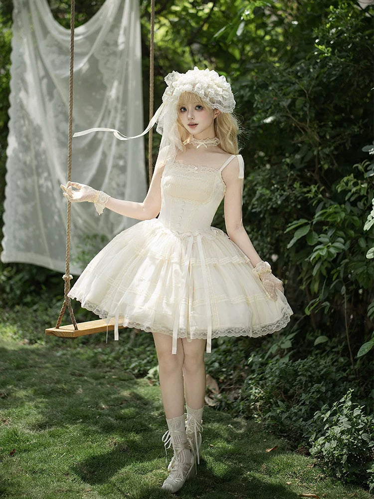 Confession Poem - Classic Lolita Corset JSK Set, Lace & Bows
