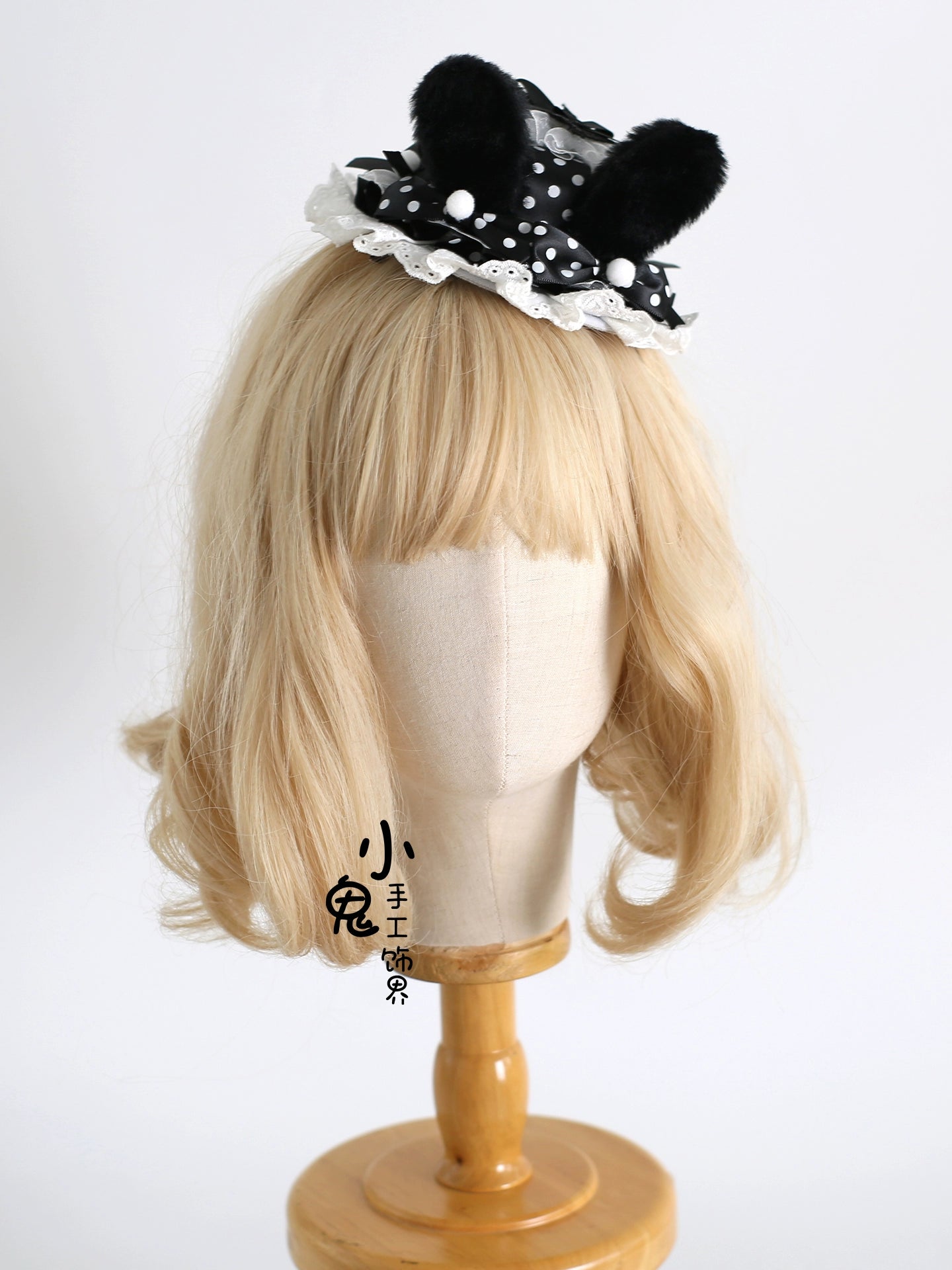 Xiaogui - Polka Dot Lolita Headdress, Detachable Bunny Ear 44136:796580