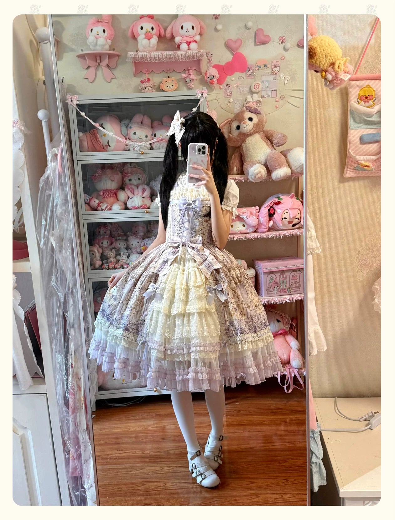 Glass Spire Melody - Cotton Lining Classic Lolita JSK, Cat and Musical Note Print 45586:852908