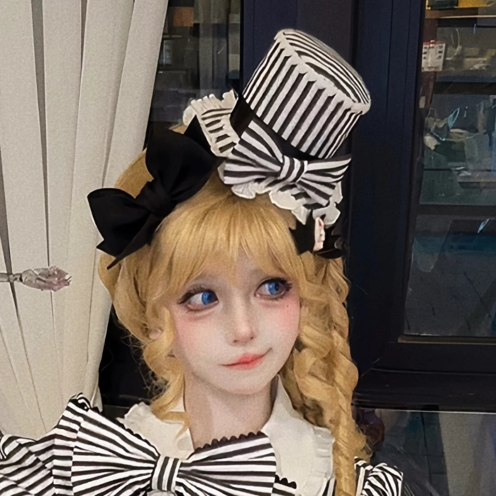 Ever-charming Miss Stripes - Striped Old School Lolita OP Dress, Detachable Apron (L M S XL) 44920:827585