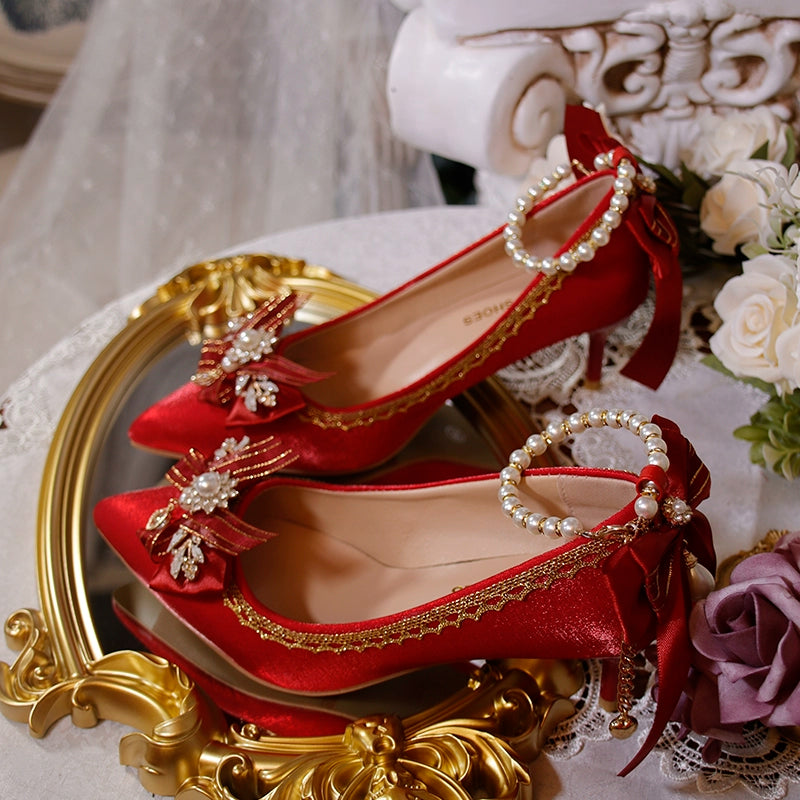 One Night - Wedding Lolita Shoes Pointed-toe High Heel Shoes Thin Heel