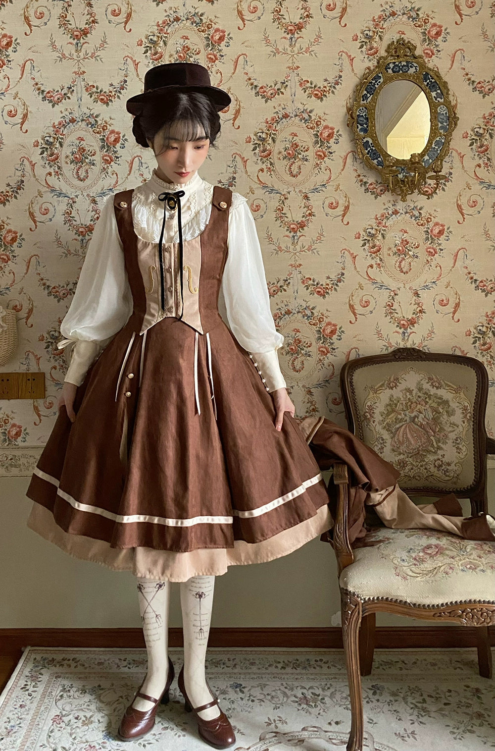 Miss Point~Golden Movement~Elegant Lolita Fishbone Skirt Customized 32242:381258