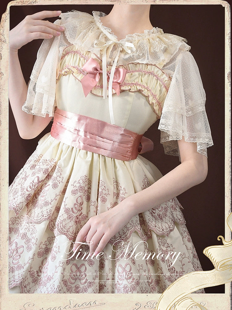 (BFM)Time Memory~Sweetheart Curtain~Sweet Lolita Shawl Short Sleeve Lace Cardigan 34594:462906